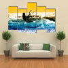 Kite boarder action with sunset Multi panel canvas wall art