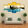 Kite boarder action with sunset Multi panel canvas wall art