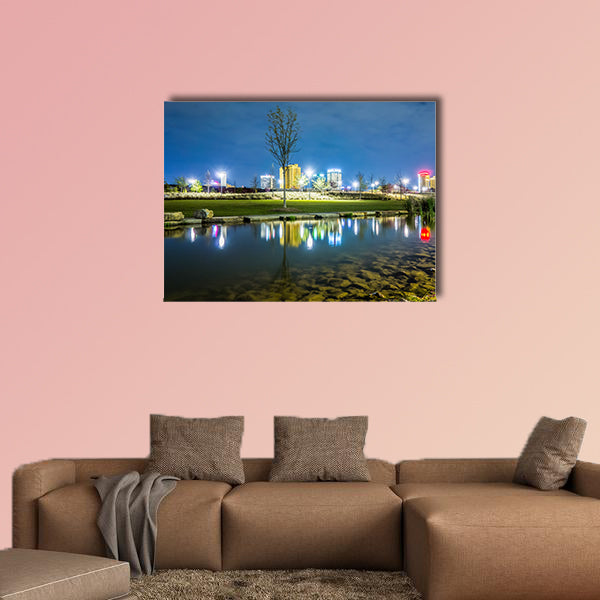 Skyline of Birmingham, Alabama from Railroad Park multi panel canvas wall art