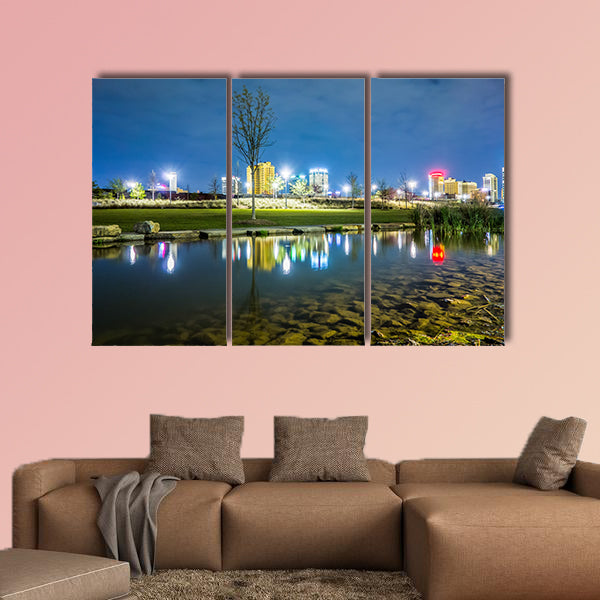 Skyline of Birmingham, Alabama from Railroad Park multi panel canvas wall art