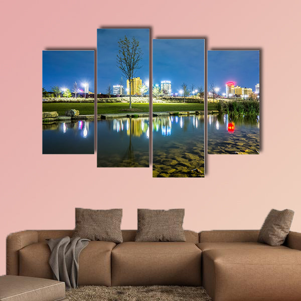 Skyline of Birmingham, Alabama from Railroad Park multi panel canvas wall art