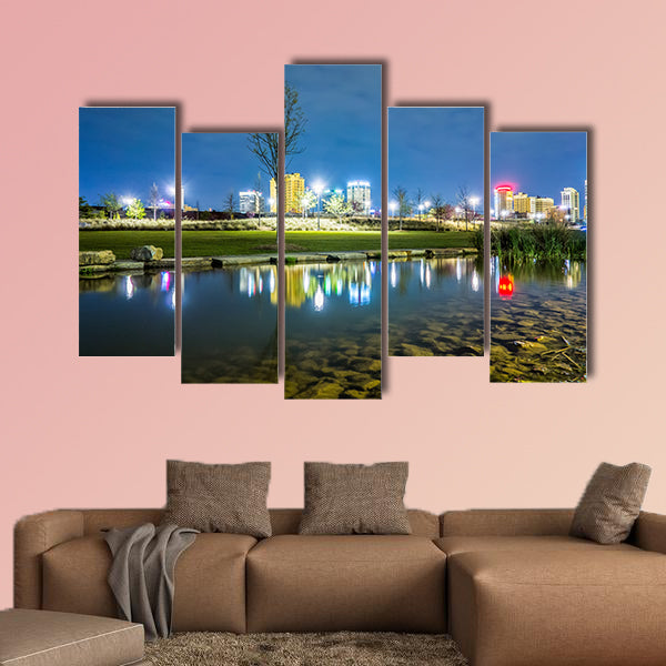 Skyline of Birmingham, Alabama from Railroad Park multi panel canvas wall art