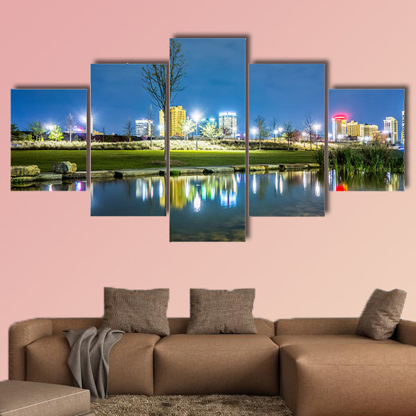 Skyline of Birmingham, Alabama from Railroad Park multi panel canvas wall art
