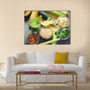 Green fresh healthy smoothie with fruits and vegetables Multi panel canvas wall art