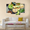 Green fresh healthy smoothie with fruits and vegetables Multi panel canvas wall art