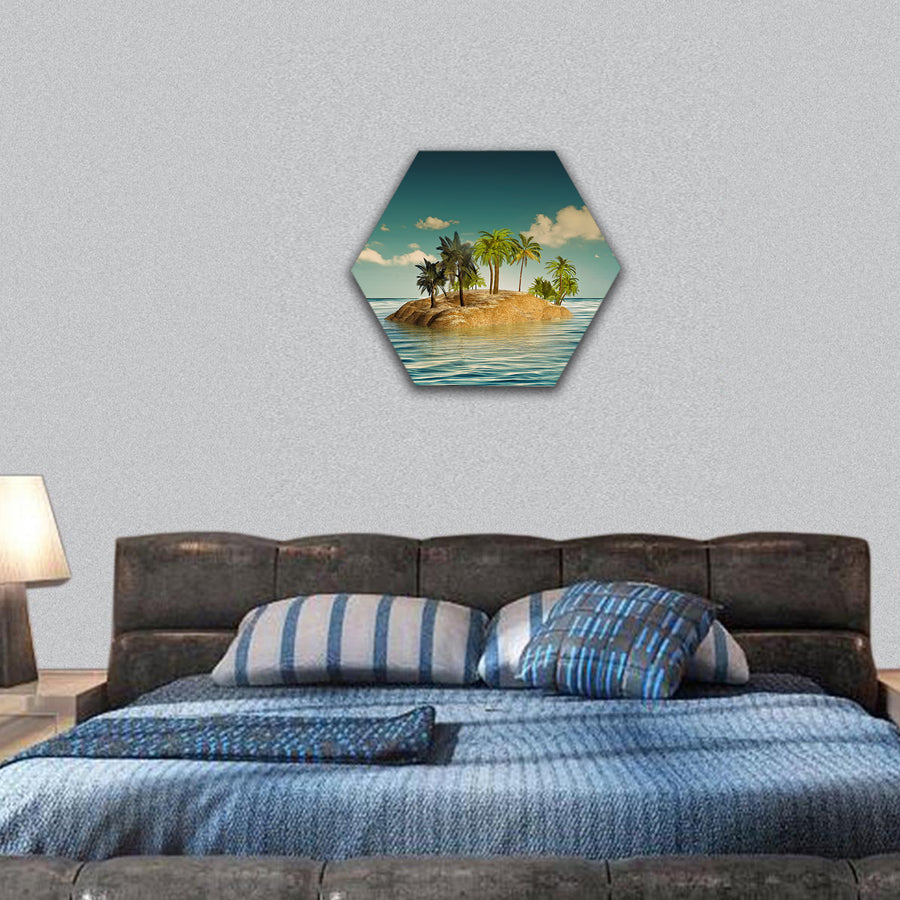 Beauty island in the sea hexagonal canvas wall art