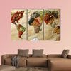 Map of world made from different kinds of spices, close-up multi panel canvas wall art