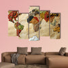 Map of world made from different kinds of spices, close-up multi panel canvas wall art