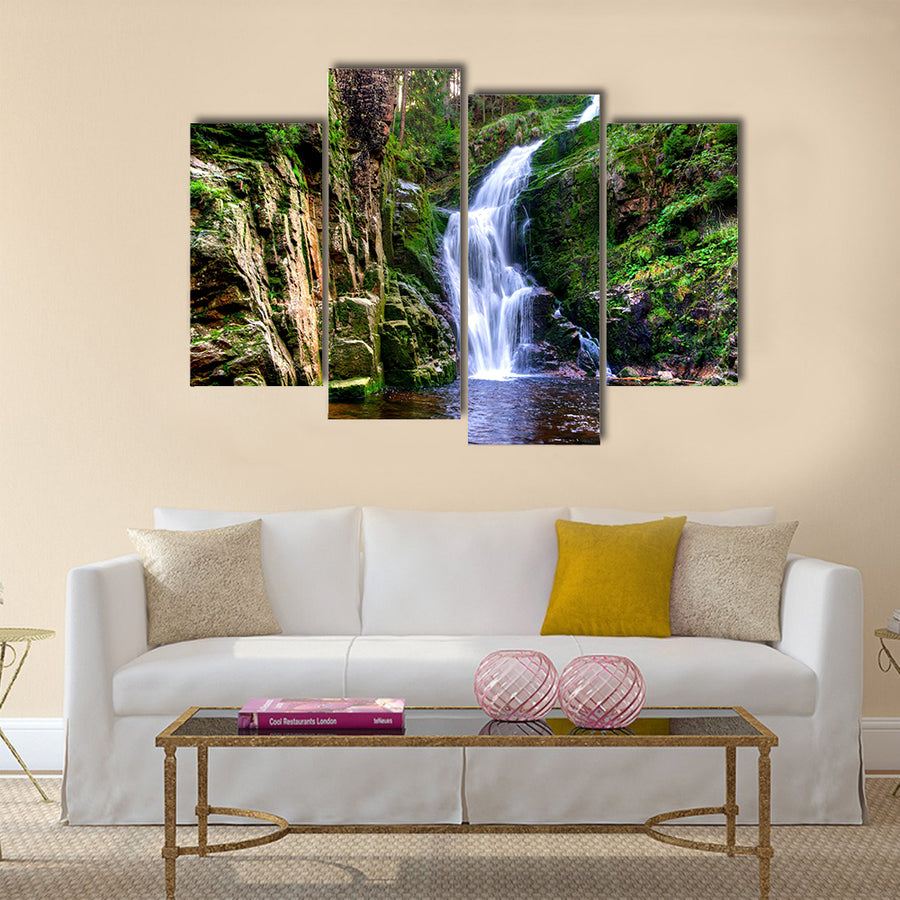 Waterfall in mountains Multi Panel Canvas Wall Art