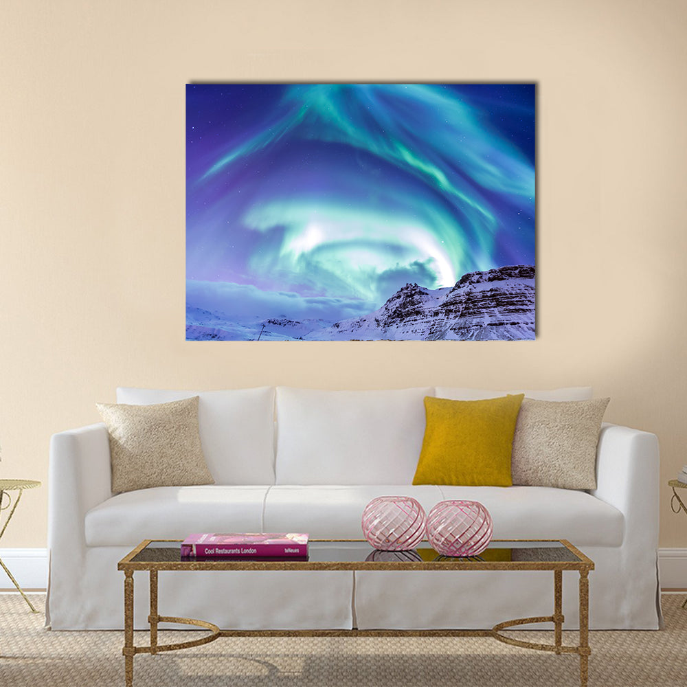 Northern Light Aurora borealis at Kirkjufell Iceland multi panel canvas wall art