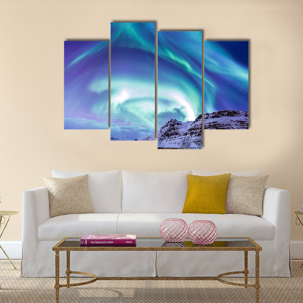 Northern Light Aurora borealis at Kirkjufell Iceland multi panel canvas wall art