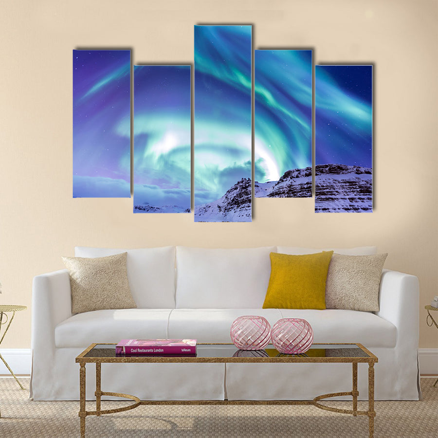 Northern Light Aurora borealis at Kirkjufell Iceland multi panel canvas wall art