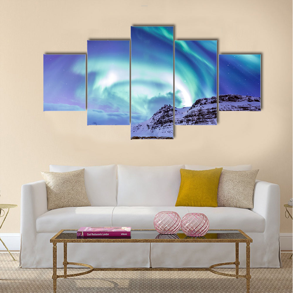 Northern Light Aurora borealis at Kirkjufell Iceland multi panel canvas wall art