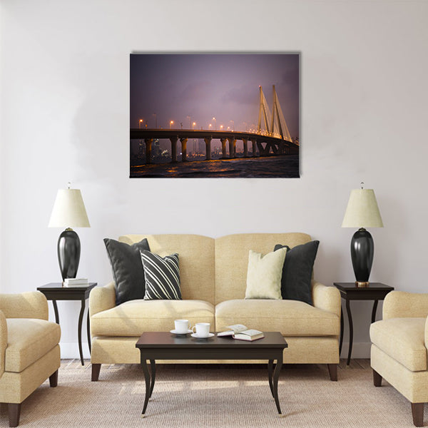 A Dramatic, Enchanting, Beautiful Night View of Bandra Multi Panel Canvas Wall Art