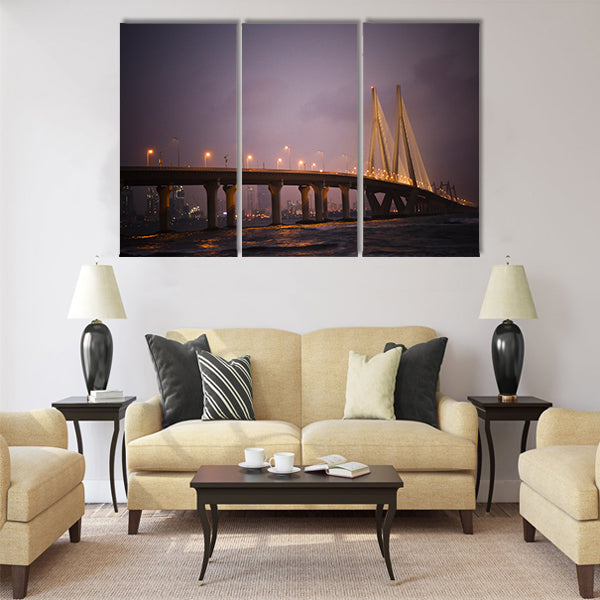 A Dramatic, Enchanting, Beautiful Night View of Bandra Multi Panel Canvas Wall Art