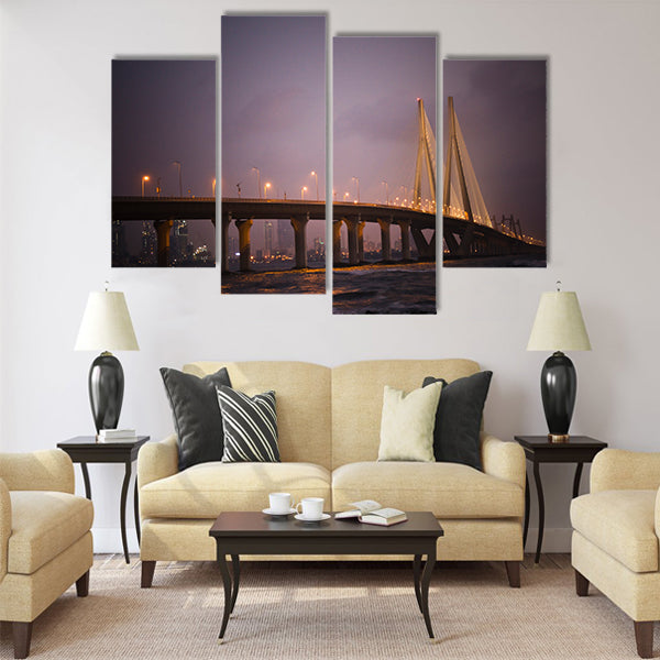 A Dramatic, Enchanting, Beautiful Night View of Bandra Multi Panel Canvas Wall Art