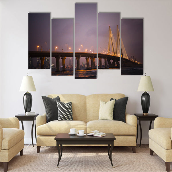 A Dramatic, Enchanting, Beautiful Night View of Bandra Multi Panel Canvas Wall Art