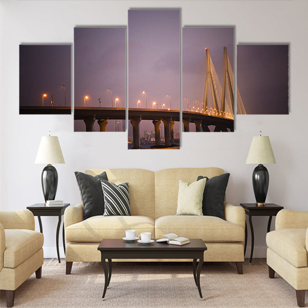 A Dramatic, Enchanting, Beautiful Night View of Bandra Multi Panel Canvas Wall Art