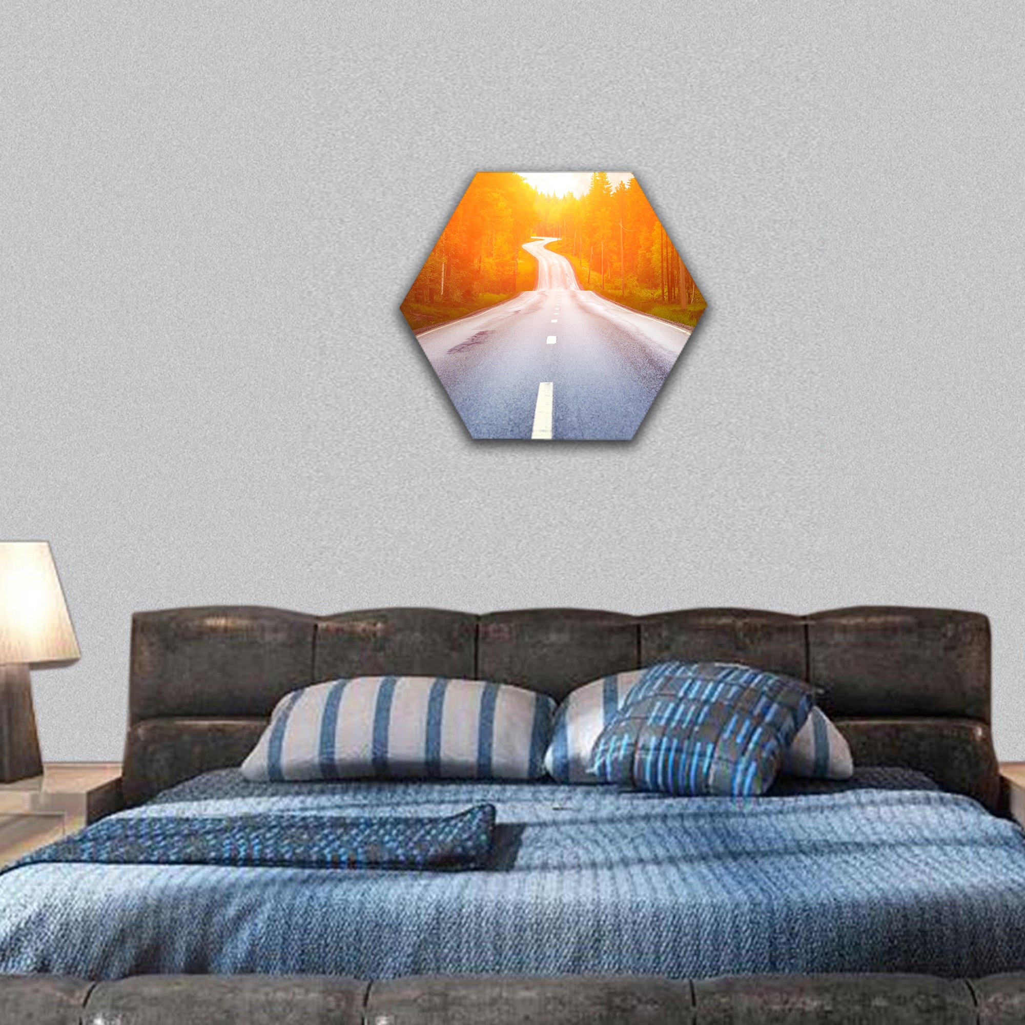 Country road hexagonal canvas wall art