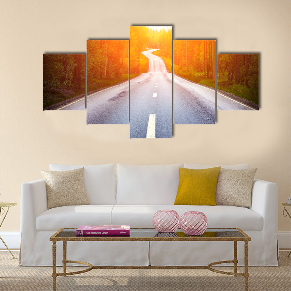 Epic scene of Country road, Sweden multi panel canvas wall art