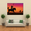 Wild west scene with horses and native American rider Multi panel canvas wall art