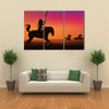 Wild west scene with horses and native American rider Multi panel canvas wall art