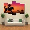 Wild west scene with horses and native American rider Multi panel canvas wall art