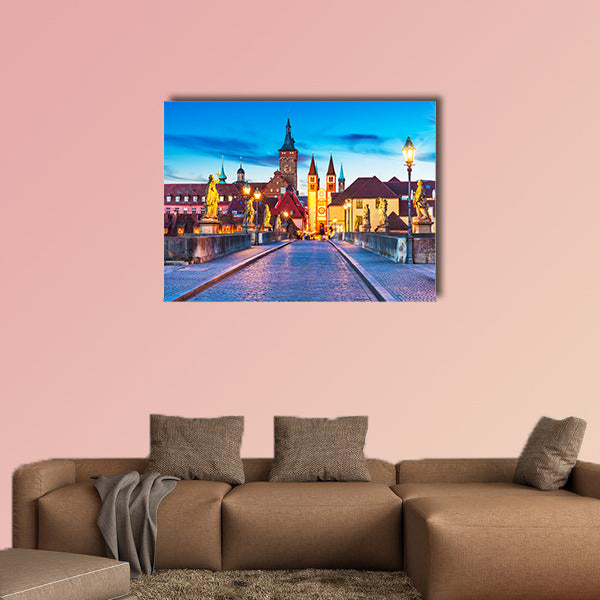 Scenic sunset evening view of the Old Main Bridge, Bavaria, wall art