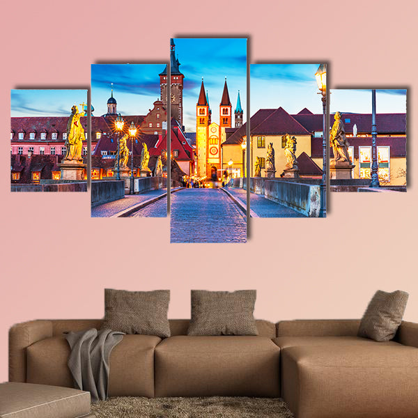 Scenic sunset evening view in Bavaria, Germany multi panel canvas wall art