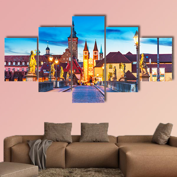 Scenic sunset evening view of the Old Main Bridge, Bavaria, wall art