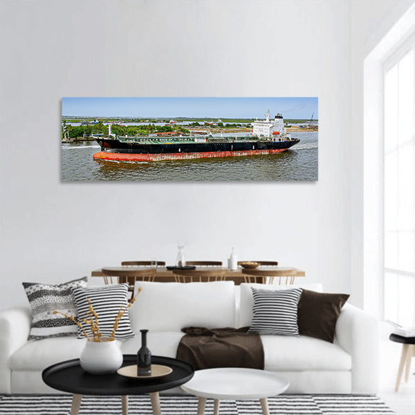 Unloaded oil tanker departures from Lagos, Nigeria, Africa panoramic canvas wall art