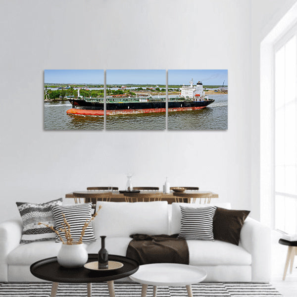 Unloaded oil tanker departures from Lagos, Nigeria, Africa panoramic canvas wall art