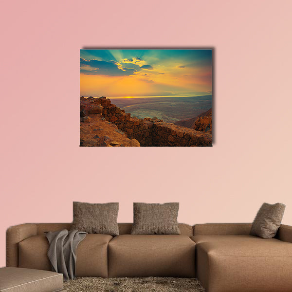 Beautiful sunrise over Masada fortress Multi panel canvas wall art