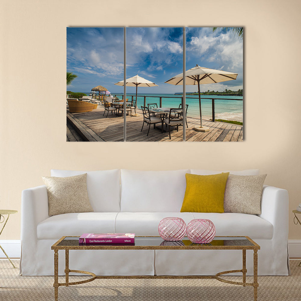 An Outdoor Restaurant At The Beach On The Remote Paradise Beach Multi Panel Canvas Wall Art