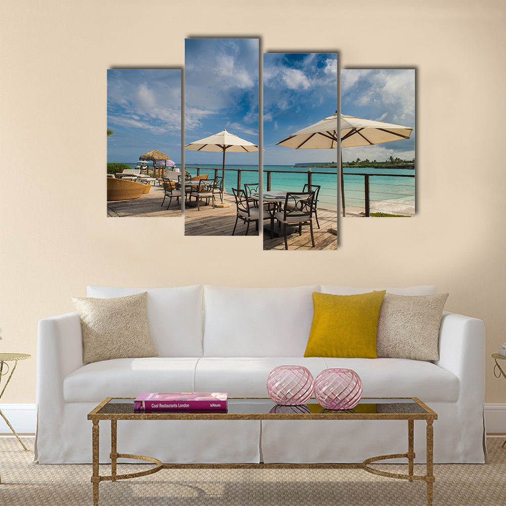An Outdoor Restaurant At The Beach On The Remote Paradise Beach Multi Panel Canvas Wall Art