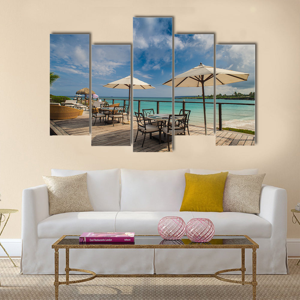 An Outdoor Restaurant At The Beach On The Remote Paradise Beach Multi Panel Canvas Wall Art