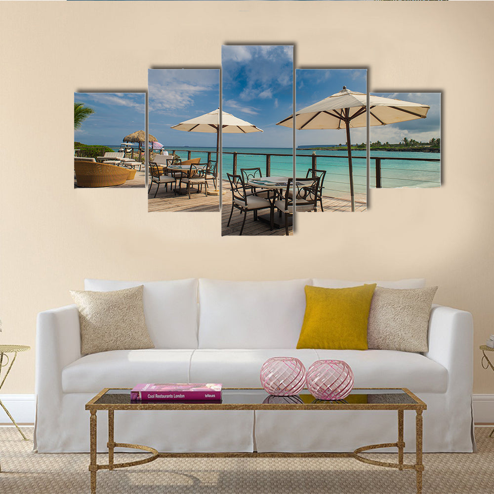 An Outdoor Restaurant At The Beach On The Remote Paradise Beach Multi Panel Canvas Wall Art