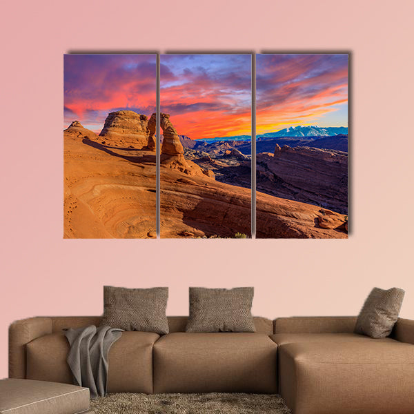 Beautiful Sunset Image taken at Arches National Park in Utah multi panel canvas wall art