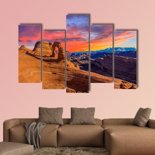 Beautiful Sunset Image taken at Arches National Park in Utah multi panel canvas wall art