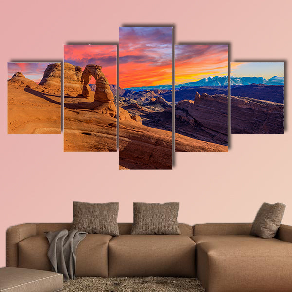 Beautiful Sunset Image taken at Arches National Park in Utah multi panel canvas wall art