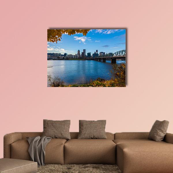 View of Portland, Oregon overlooking the willamette river wall art