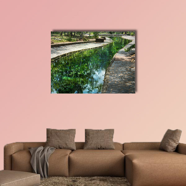 Hot spring well (tree reflect on water) multi panel canvas wall art