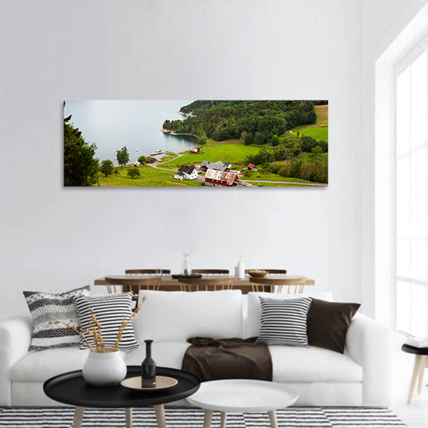 Picturesque landscape of Norway countryside panoramic canvas wall art