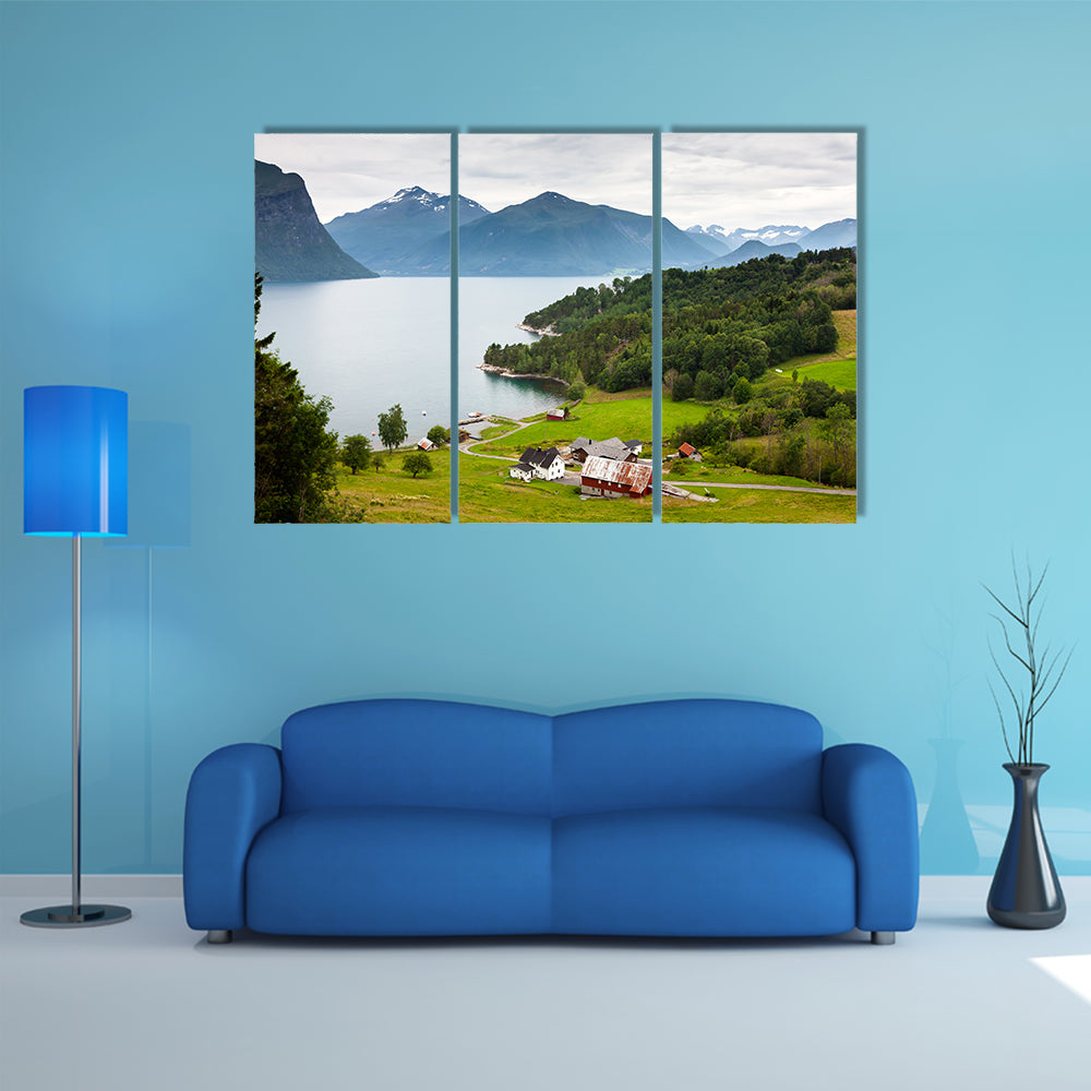 Picturesque landscape of Norway countryside multi panel canvas wall art