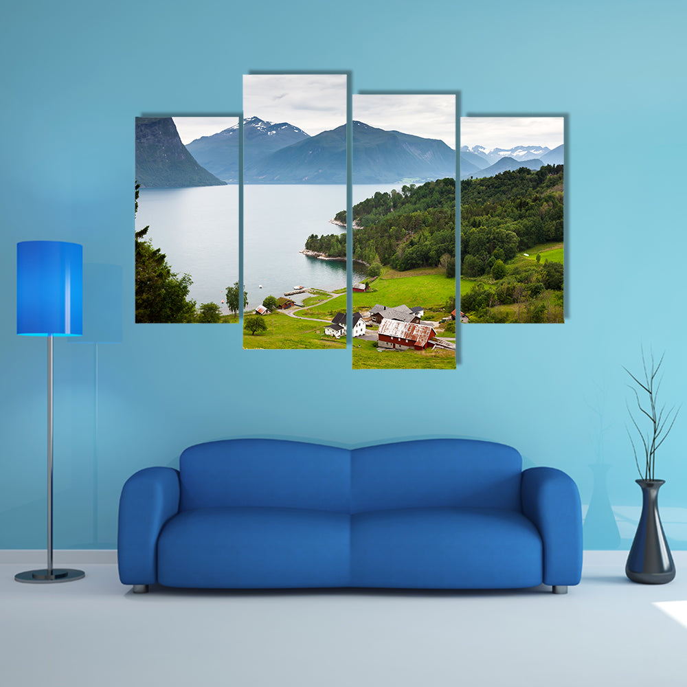 Picturesque landscape of Norway countryside multi panel canvas wall art