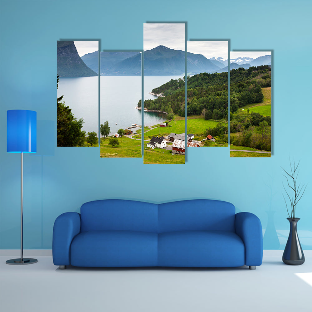 Picturesque landscape of Norway countryside multi panel canvas wall art