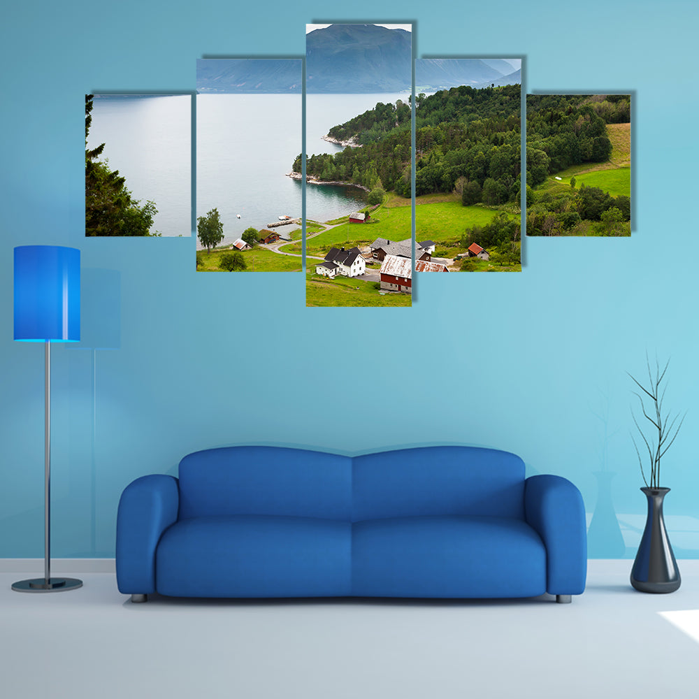 Picturesque landscape of Norway countryside multi panel canvas wall art