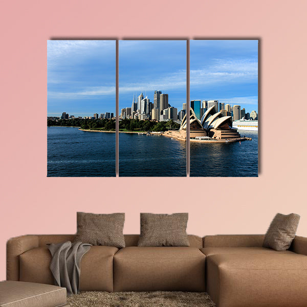Sydney Australia city skyline with opera house from harbor Multi panel canvas wall art