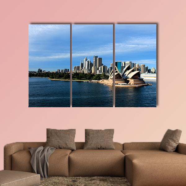 Australia city skyline with opera house from harbor multi panel canvas wall art