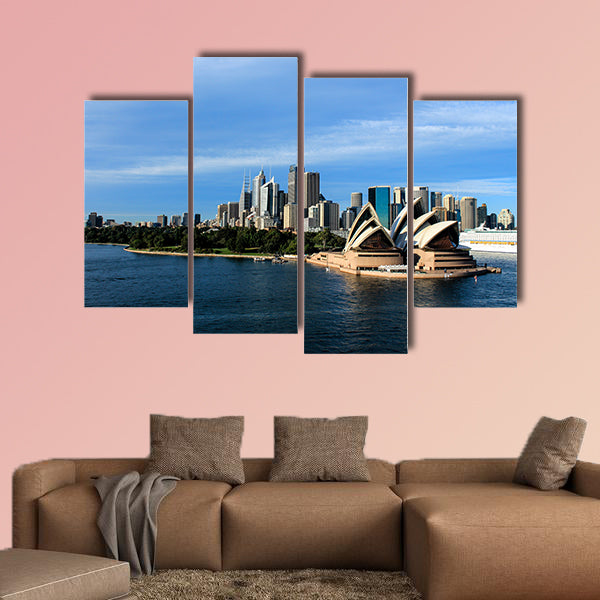 Sydney Australia city skyline with opera house from harbor Multi panel canvas wall art